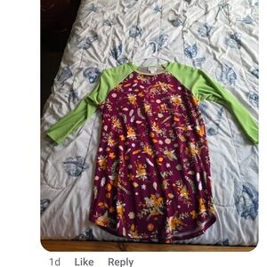 LuLaRoe Purple and Green Long Sleeve Tee